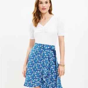 LOFT NWT Floral Ruffle Tie Front Skirt Size 10